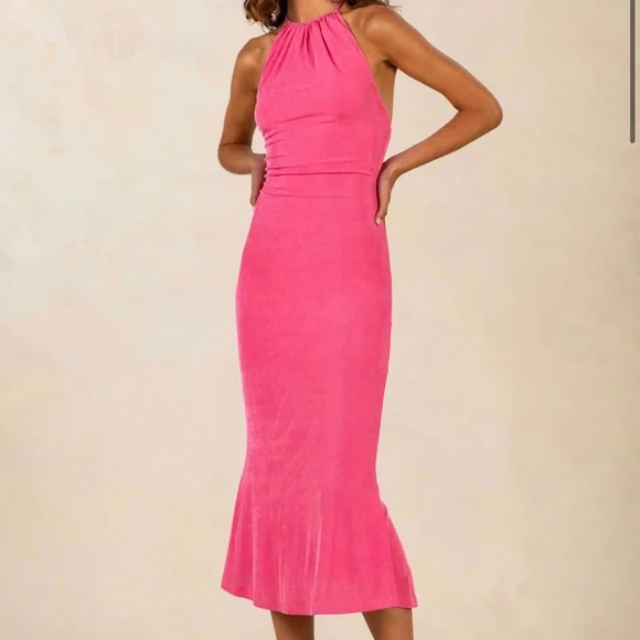 long sleeve low cut midi dress Split Neck Long Sleeve Midi Dress – Banks Boutique